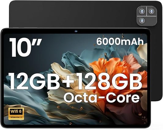 Callsky-Tab Android Tablet: 10.1" Tablet, Octa-core, 12GB RAM, 128GB Storage (Up to 2 TB Expand), 1280 x 800 Full IPS Screen, Eye Protection, WiFi 6 & Bluetooth 5.4, Dual Cameras, 6000mAh Battery