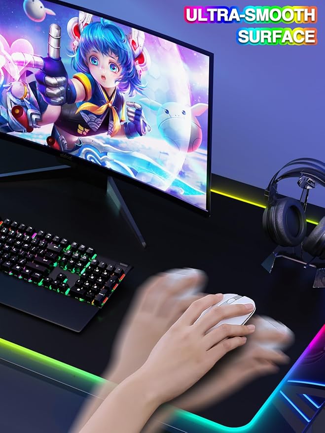 RGB Desk Mat with 15W Fast Charging, Mouse Pad Wireless Charging Large Gaming Mousepad for Desk Pad Waterproof Non-Slip