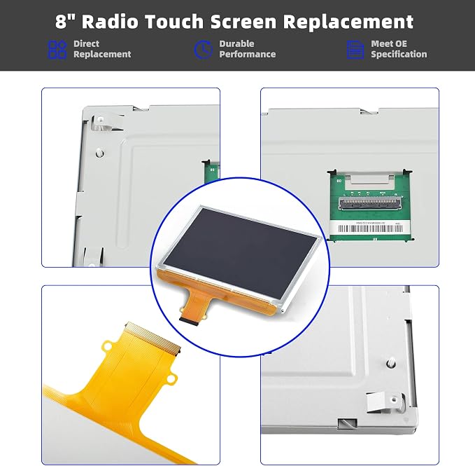 DJ080PA-01A 8" 55 Pin LCD Monitor Touch Screen Navigation Radio Compatible with Chevy Silverado Suburban Tahoe & GMC Yukon Sierra 2015-2018 Digitizer Replacement