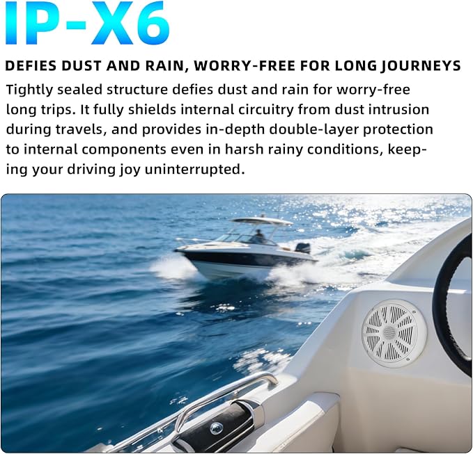 800W 6.5 Inch Marine Speakers - 2 Way Waterproof UV Weather Resistant Outdoor Stereo Sound System, High-Fidelity Audio, White for Boats, RVs, Cars, Golf Carts, Hot Tubs, Indoor/Outdoor DIY Use