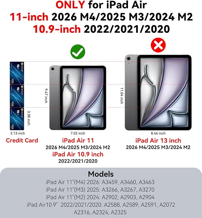 Magic Keyboard Compatible Case for iPad Air 11 inch M4 2026/M3 2025/M2 2024 with Pencil Holder for SmartKeyboard Folio Slim Back Cover,for 10.9" iPad Air 4/5/6th, (Keyboard Not Included), Black