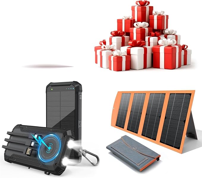 Solar Power Bank 20000mAh and Solar Panels 30Watt Portable 24% High-Efficiency 5V Foldable