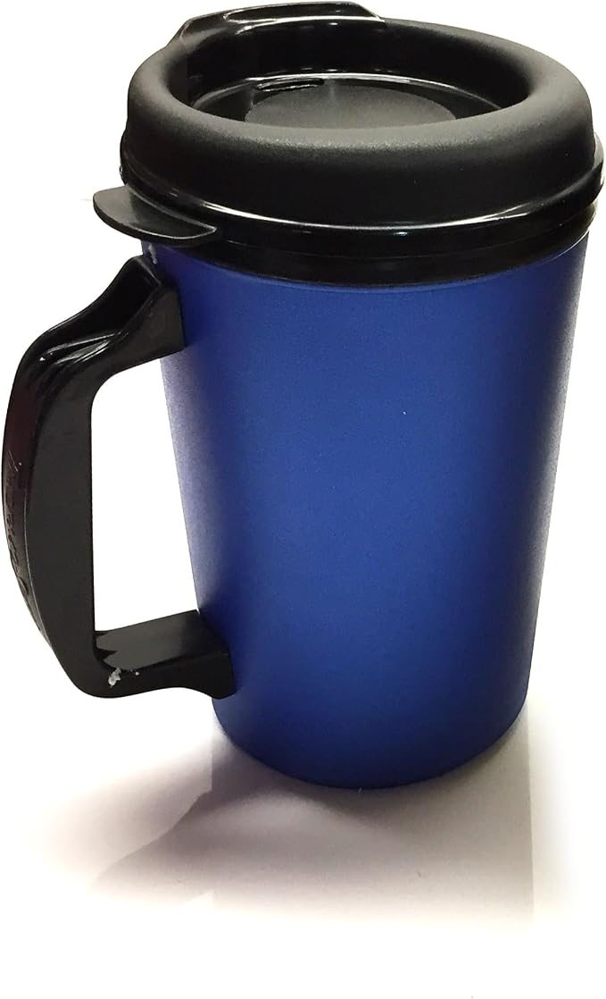 2 ThermoServ Foam Insulated Coffee Mug 20 oz w/Lids (1) Blue & (1) Red