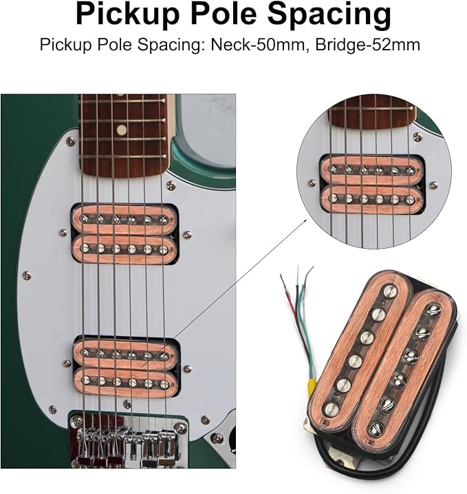 SAPHUE Alnico 2 Electric Guitar Pickup N-50 7-8K/B-52 8-9K Humbucker Alnico II Pickup Double Coil Pickup Guitar parts (Transparent)