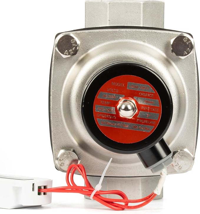 U.S. Solid Smart WiFi Stainless Steel Solenoid Valve, 2", 110V AC, Normally Closed, App Remote Control for Irrigation & Automation