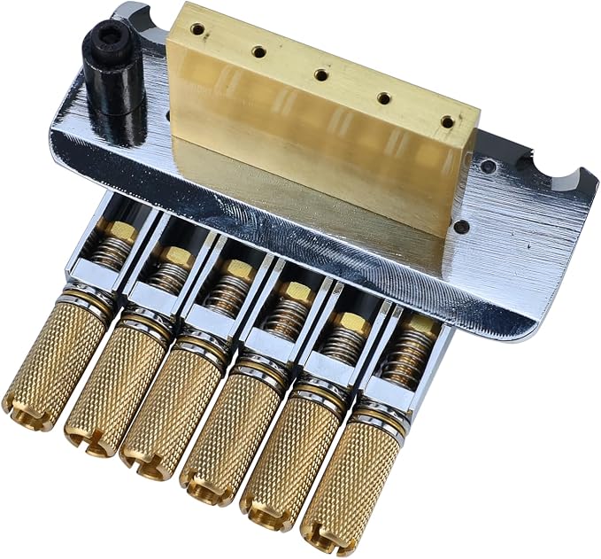 10.5mm Headless Electric Guitar Bridge Chrome Brass Block Saddle Hardened Steel Plate 2 point tremolo bridge for 6 String Headless Electric Guitar Replacement parts