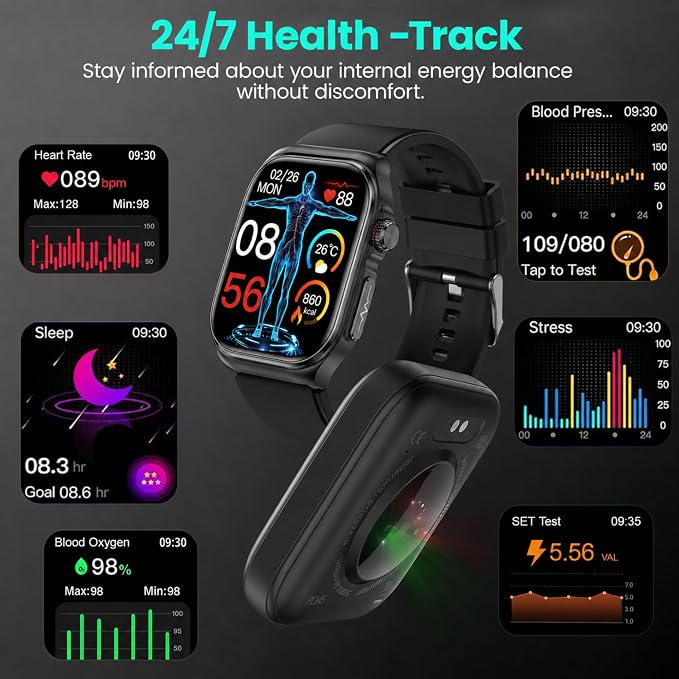 Advanced Smart Watch for Men Women - 2.04" HD Health Smart Watches with Answer/Make Call, 24H Heart Rate Monitor Smartwatch for iOS/Android