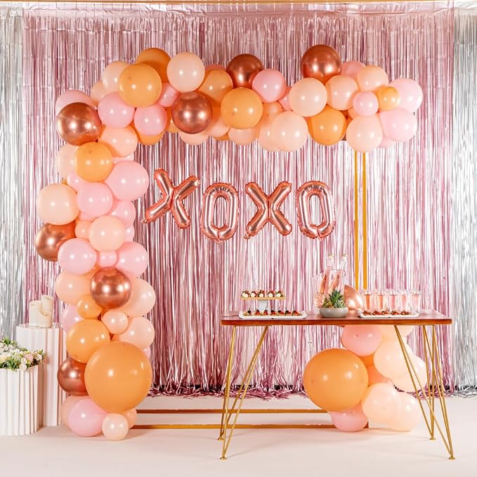 Restaurantware-Balloonify Balloon Garland Set, 1 Party Decoration Kit - 137 Balloons, With Chain, Nude, Pink, & Rose Gold Latex Balloon Arch Kit, Includes Glue Dots- Restaurantware