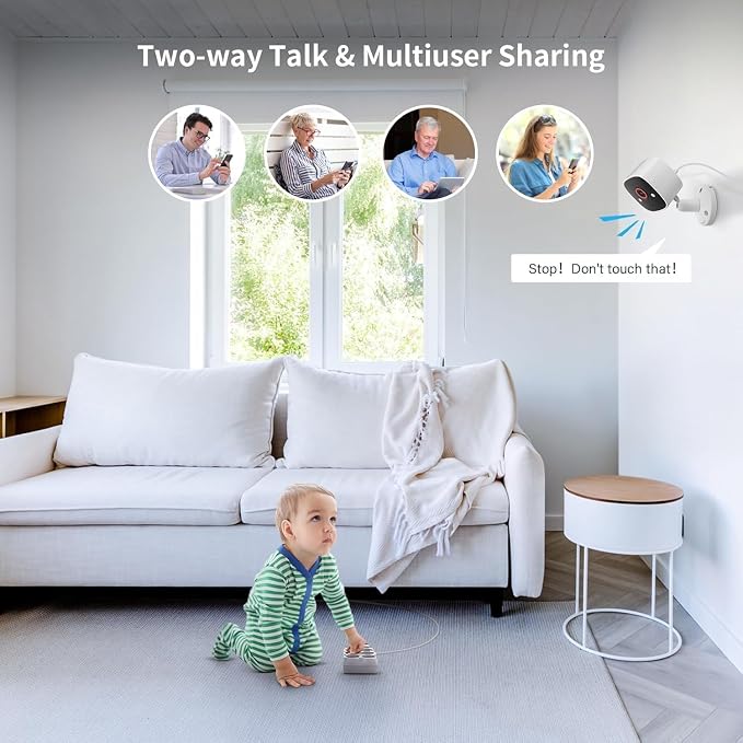 Jennov 2K WiFi Security Camera Indoor/Outdoor, Plug-in Home Surveillance Cam with Color Night Vision, Human Motion Detection, 2-Way Audio, IP66 Waterproof, Baby & Pet Monitor, 5G/2.4G