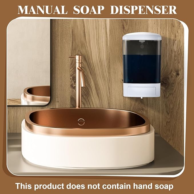Hushee 6 Pcs Plastic Wall Mounted Soap Dispenser Commercial Manual Soap Dispenser Containers for Kitchen Shower Hotel(Black,33.8 oz 1000 ml)