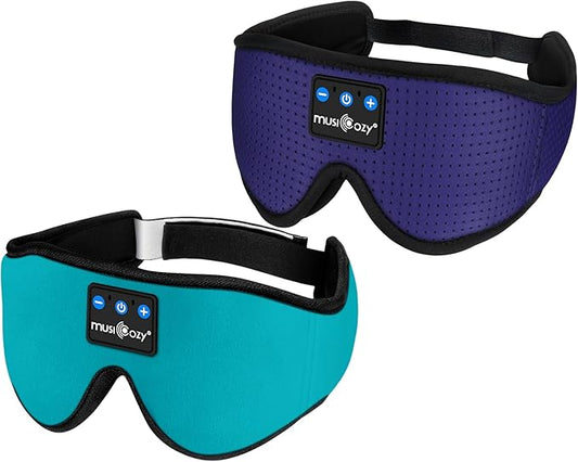MUSICOZY Sleep Headphones Bluetooth 5.4 Headband Breathable 3D Sleeping Headphones, Wireless Music Eye Mask Sleep Earbuds for Side Sleepers Office Air Travel Cool Tech Gadgets Unique Gifts, Pack of 2