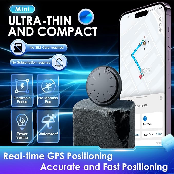 1PCS Black Tracker Device for Vehicles,Real Time GPS Car Tracker Work with Find My(iOS Only),No Monthly Fee Anti-Theft Car Locator,Hidden Car GPS Tracker with White Magnetic Case