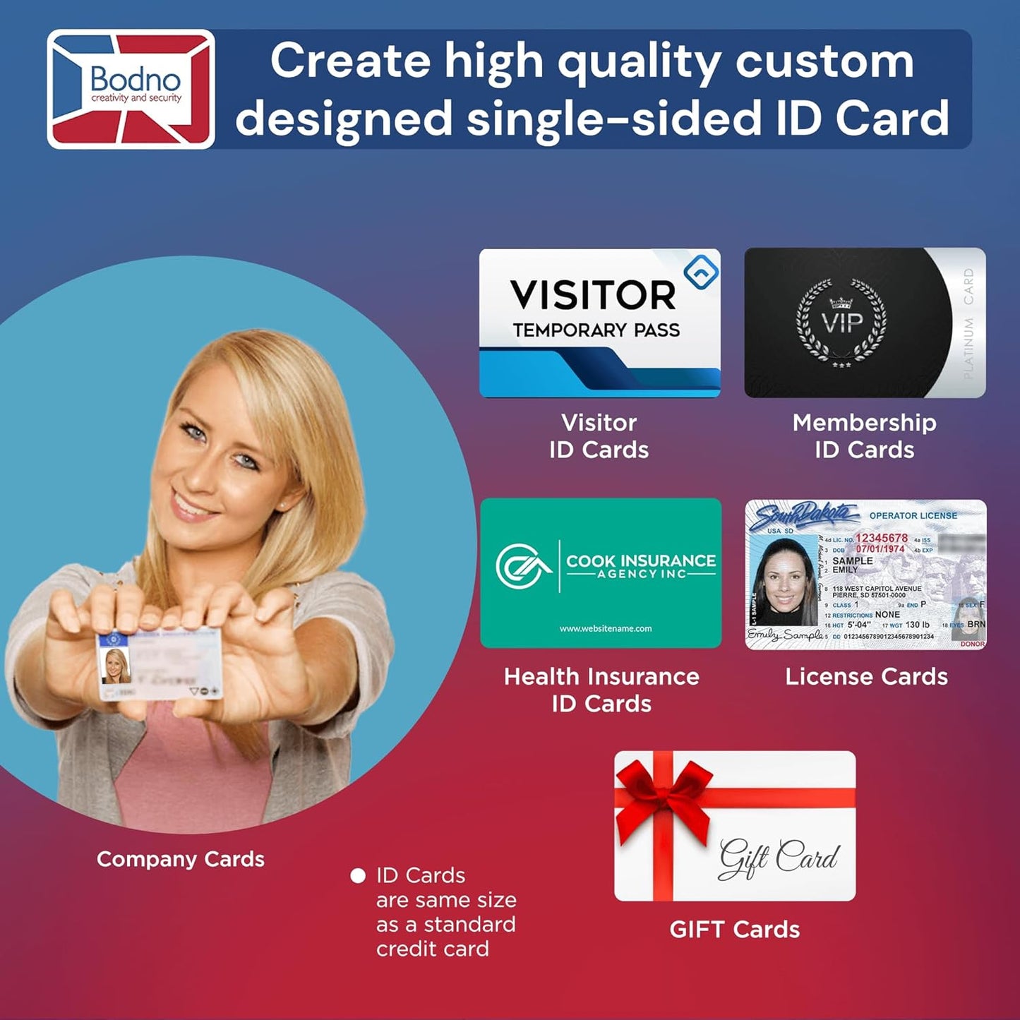 Bodno Magicard Pronto ID Card Printer & Complete Supplies Package ID Software and Camera - Bronze Edition