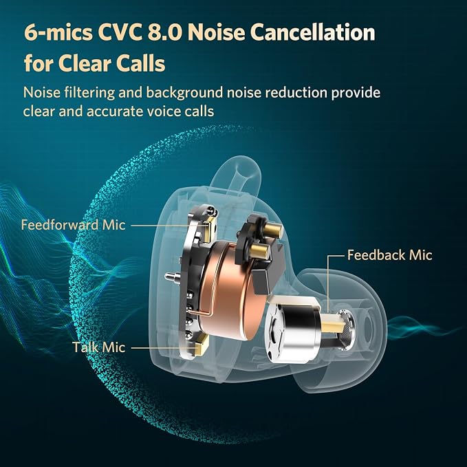 EarFun Free Pro 3 Noise Cancelling Wireless Earbuds, Hi-Res Sound, Snapdragon Sound with Qualcomm aptX™ Adaptive, 6 Mics ENC, Bluetooth 5.3 Earbuds, Multipoint Connection, Custom EQ App, Silver White