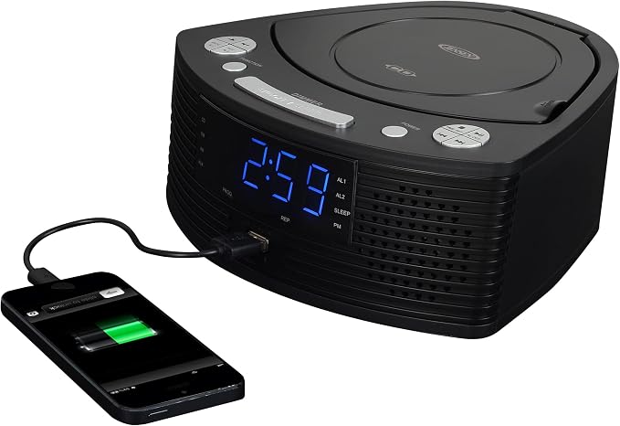 Jensen® Stereo Compact Disc Player with AM/FM Digital Dual Alarm Clock Radio