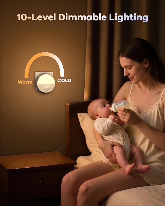 Wall Plug in White Noise Sound Machine for Office Privacy, Sunset Inspiration Baby Sound Machine for Night Feeding, Sleep Machine with Light and 28 Non-Looping Sounds