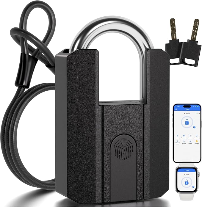 APECYC Fingerprint Bike U Lock with Cable, Heavy Duty Anti Theft Smart Lock | Unlock in 0.2 Seconds, Anti-theft Bicycle Lock with 4FT Cable for Commuting, E-bikes, Scooters, Motorcycles & Outdoor Parking