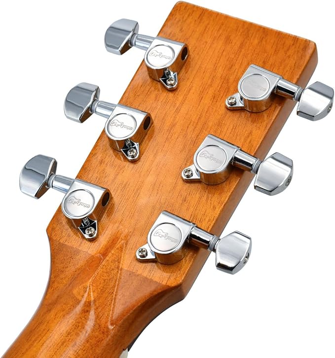 FretJoyB 18:1 Guitar Tuning Pegs 3x3 Standard Guitar Tuners Tuning Keys Replacement for Acoustic or Electric Guitars-Chrome(3 Right+3 Left)
