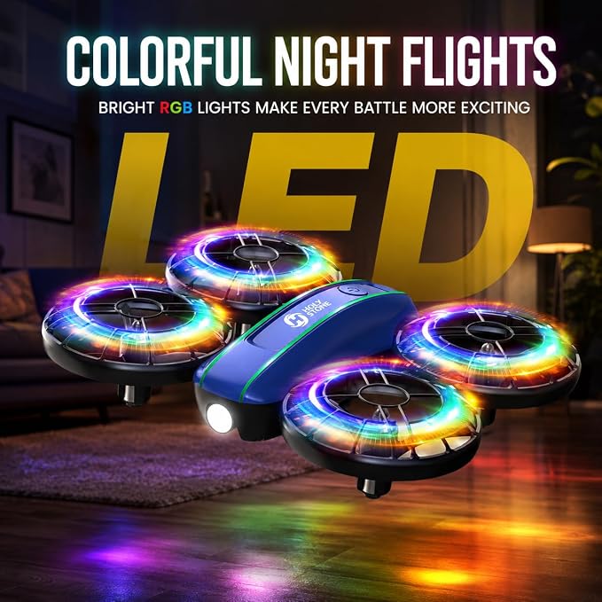 Holy Stone HS210FS Mini Drone for Kids Beginners, 2-Player Indoor RC Quadcopter Set with Battle Mode, 360° Flips, Circle Fly, Headless Mode, Altitude Hold, LED Lights, 4 Batteries