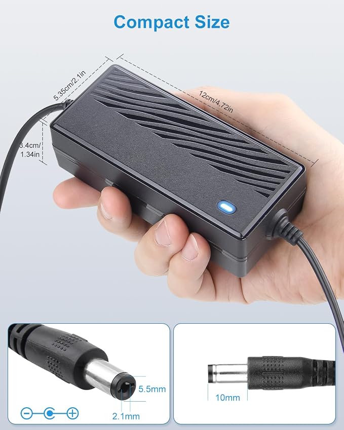 ALITOVE Upgrade DC 12V Power Supply 5A 60W Max AC/DC Adapter 100-240V 50-60hz to 12 Volt Power Adapter 5Amp 4A 5.5x2.1mm Plug with Wire Terminal for LED Light CCTV Security Camera PC Monitor (2 Pack)