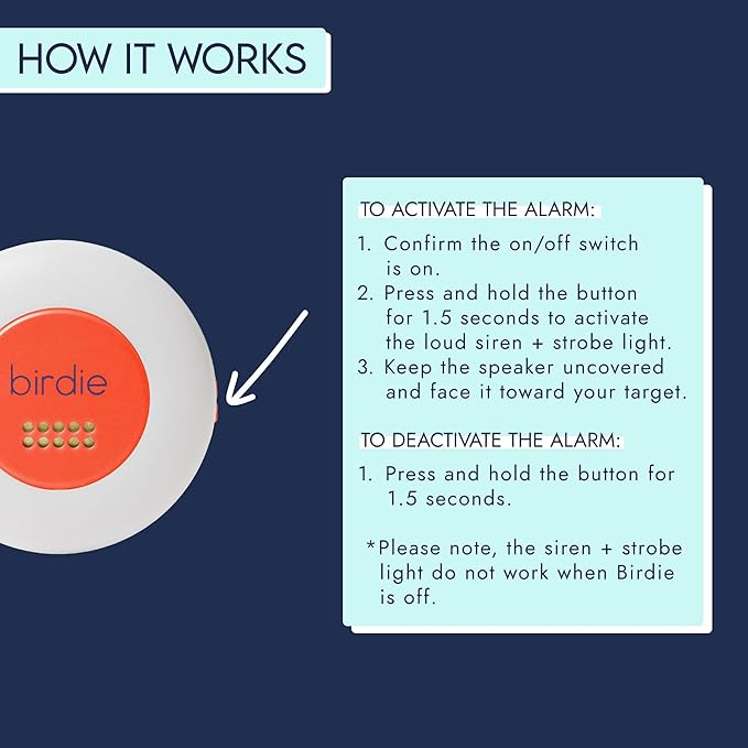 She's Birdie - The Original Personal Safety Alarm Disc for Bikes, Hikes, and Late Nights - Loud Siren, LED Light for Extra Visibility, Rechargeable, Handsfree, Lightweight, Water Resistant (Coral)