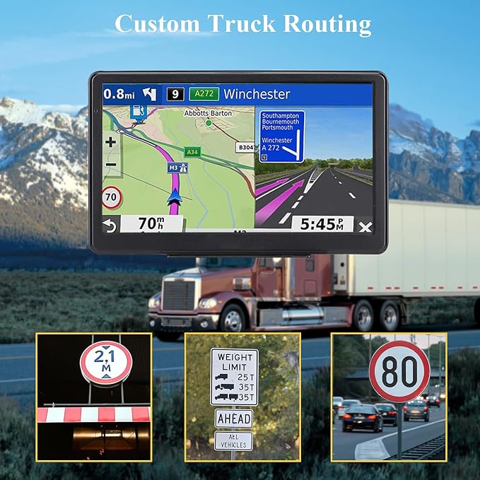 GPS Navigator for Car, 2026 Map 7 inch Touch Screen Car GPS 256-16GB,Voice Turn Direction Guidance, Support Speed and Red Light Warning, North America Lifetime map Free Update Truck(Purple)