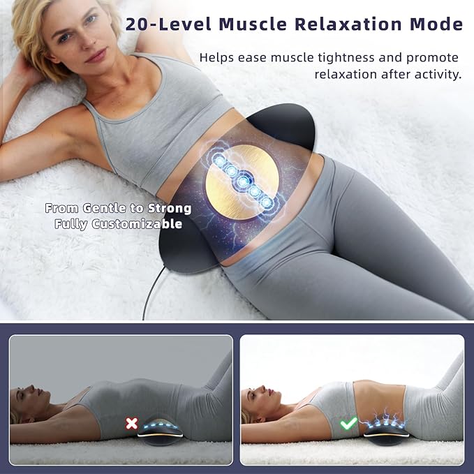 Zenopax 4-in-1 Electric Lumbar Traction Device - Adjustable Back Massager for Deep Tissue Pain Relief with Heat, Vibration, Electrotherapy, Home Lumbar Decompression ＆ Sciatica Relief(Golden)