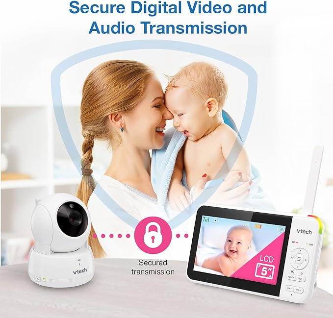 VTech Baby Monitor No WiFi, 2 Cameras & Remote Pan-Tilt-Zoom for Twins & Two Rooms – Hack-Proof, 17Hr Battery, 1000ft Range, Auto Night Vision, Temperature Sensor | VM924-2
