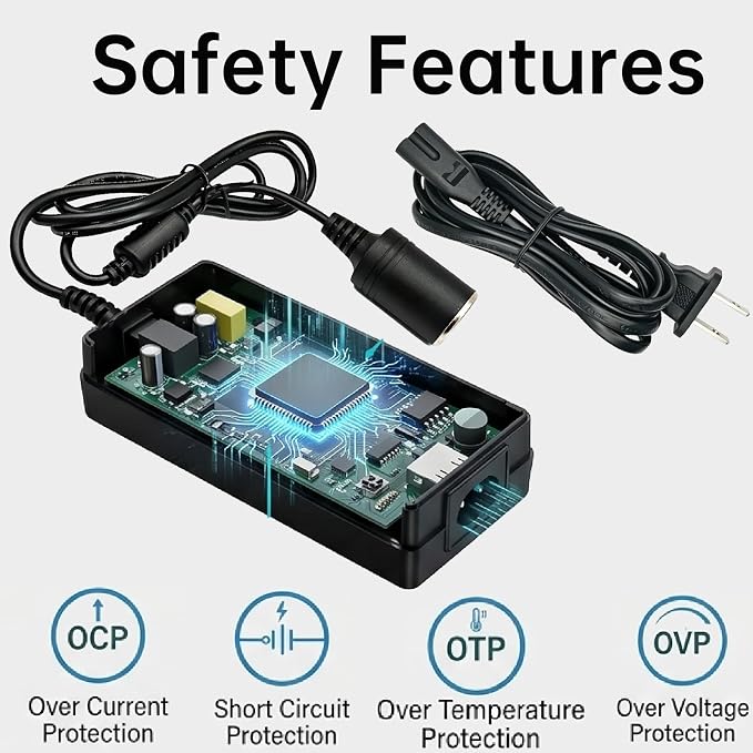12V Power Adapter Cord for Igloo Iceless Coolers | DC12V replacement cord for Igloo Kool Mate, Cool Chill, and thermoelectric coolers. For plug-in vehicle cooler use.