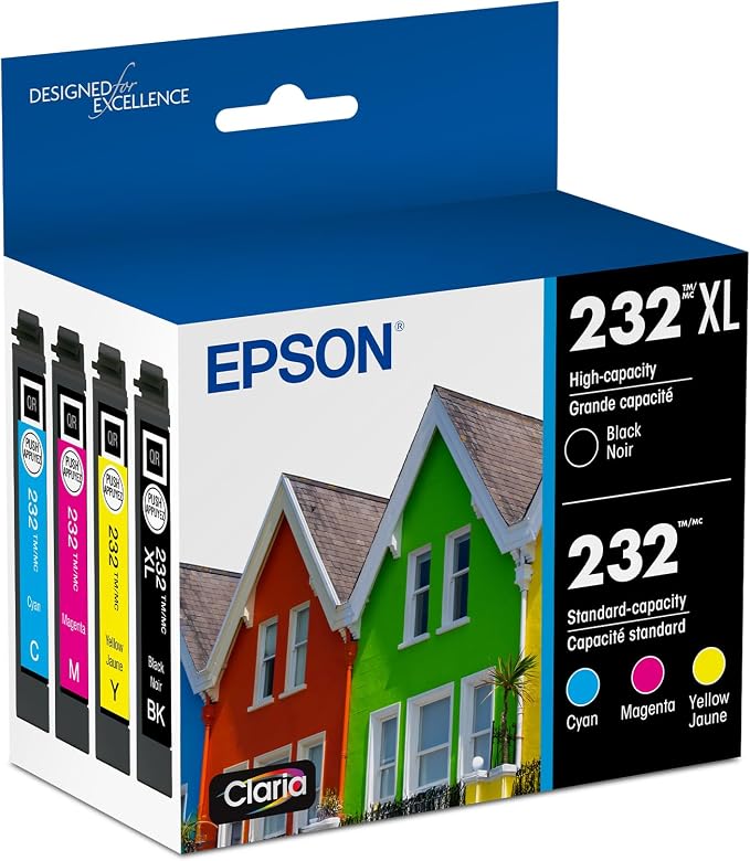EPSON 232 Claria Ink High Capacity Black & Standard Color Cartridge Combo Pack (T232XL-BCS) Works with WorkForce WF-2930 ,2950 and Expression XP-4200, 4205