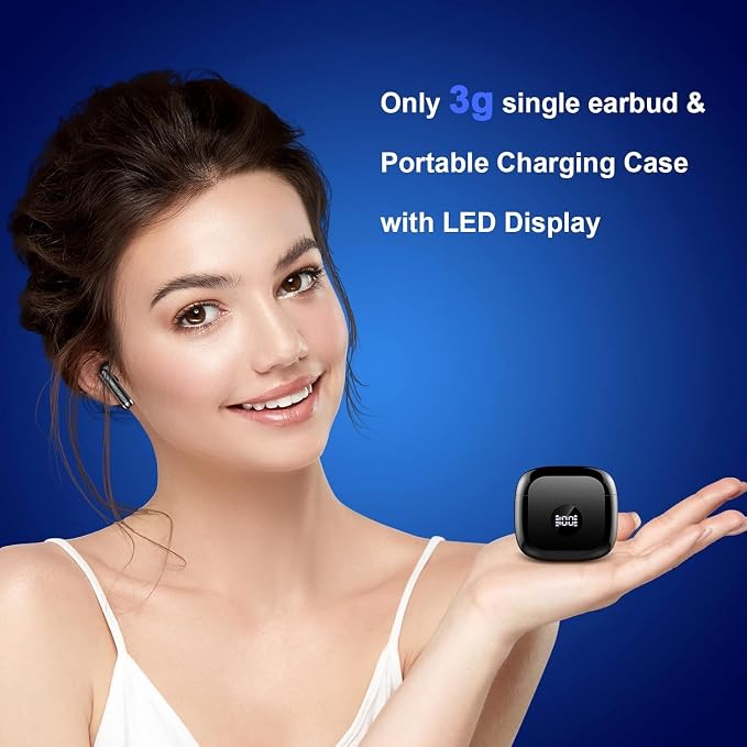 Wireless Bluetooth 5.4 Earbuds, Ear Buds LED Power Display Headphones 6D Stereo, Bluetooth Earbuds in-Ear Noise Cancelling Mic, 40H Playback Mini Case IP7 Waterproof Sports Earphones for Android iOS