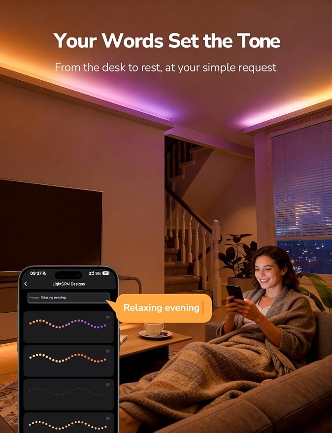 Lepro S1 AI LED Strip Lights for Bedroom - 100ft(2 Rolls of 50ft) Smart RGB Light Strips with IC and Rainbow Chasing Effects, Color Segment DIY, APP Control, No Remote, 2.4G Wi-Fi Only & Bluetooth