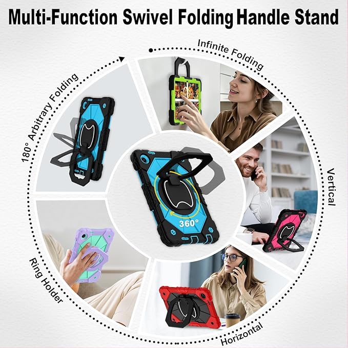 WESOROL Case for T-Mobile Revvl Tab 2 10.1 inch 2025 Release, Heavy Duty Shockproof Full Body Protective Cover with 360 Rotating Stand and Shoulder Strap,Black Blue