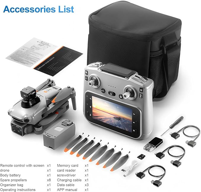 S119 4K Drone with Camera for Adults, GPS Auto Return, Obstacle Avoidance, Brushless Motor, 5G Screen Remote, 2 Batteries 50 Min Flight, Dual Camera 120° Wide-Angle, 2000M Range, 120M Altitude FPV Quadcopter
