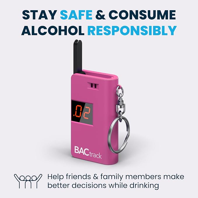 BACtrack Keychain Breathalyzer - Pink (2 Pack) | Ultra-Portable Pocket Keyring Alcohol Tester for Personal Use