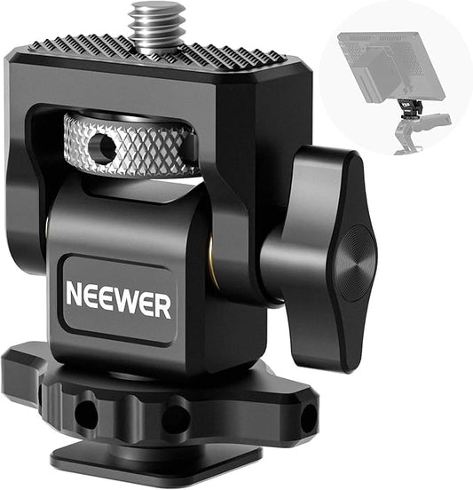 NEEWER Camera Monitor Mount with Cold Shoe, 1/4" Screw for 5" & 7" Field Monitor Compatible with Atomos Ninja V, 360° Swivel 180° Tilt Damping, MA002