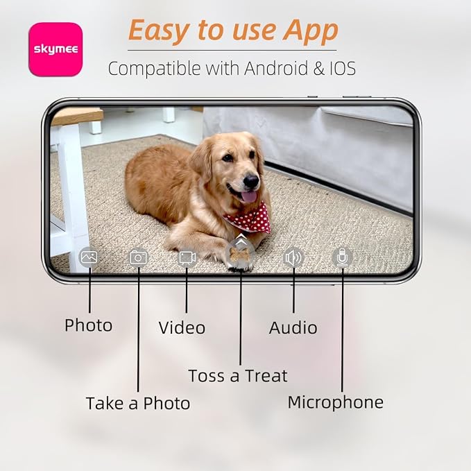 Dog Camera Treat Dispenser,WiFi Full HD Pet Camera with Two-Way Audio and Night Vision,Compatible with Alexa (2.4G WiFi ONLY) (Petalk AI)