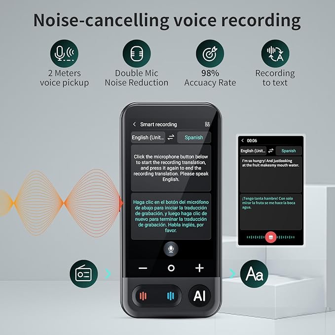 Language Translator Device No WiFi Needed, 2026 Upgraded AI Translator Support ChatGPT,150+ Languages Instant translator Support Offline/Recording/Photo/Voice Translation Real Time for Travel Business
