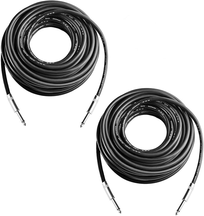 200 Feet Professional Speaker Cables, Pair 200 ft 12 Gauge 1/4 Inch Audio Amplifier Connection Heavy Duty Cord Wire