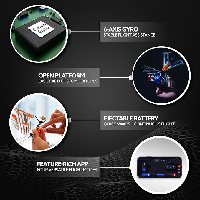X-Fly Bionic Bird - sensor assisted ornithopter drone | RC & smartphone controlled for iOS & Android| Easy to fly with Autopilot & 6-Axis Gyro Stabilizer | next-gen flapping wings | For pilots & beginners