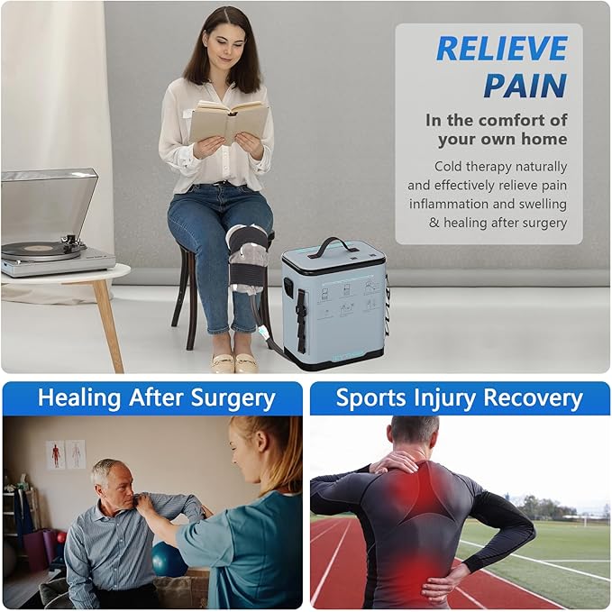 ICYTHRP Cold Therapy Machine with Programmable Timer, FSA Eligible HSA, Portable Ice Machine for Knee After Surgery, Programmable Recovery System for ACL, TKR & Sports Training with Specific Knee Pad