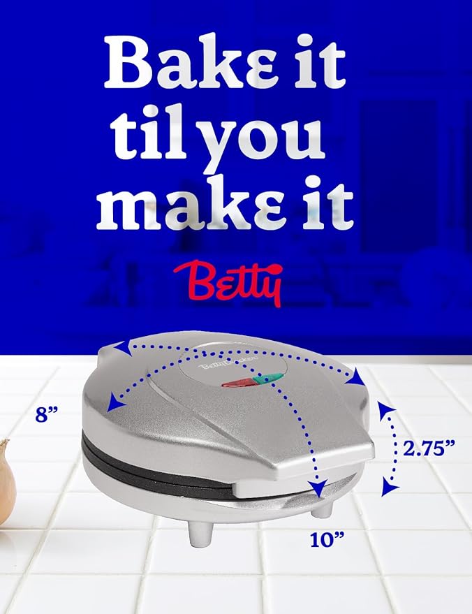 Betty Crocker 8" Travel Pizza Maker Plus, Indoor Electric Grill With Insulated Travel Bag, Nonstick Pan for Pizzas, Quesadillas, Nachos and more, Pizza Machine for Delicious Meals and Snacks, Silver