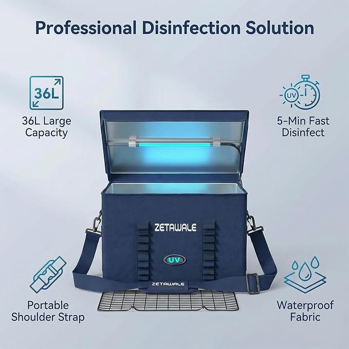 UV Light Sanitizer Box Foldable Large Cleaner and Sanitizing Machine with Timer UVC Light Sanitization Bag Household for Cell Phone,Earphones,Plush Toys,Towels,Keys,Brushes and Combs（36L）