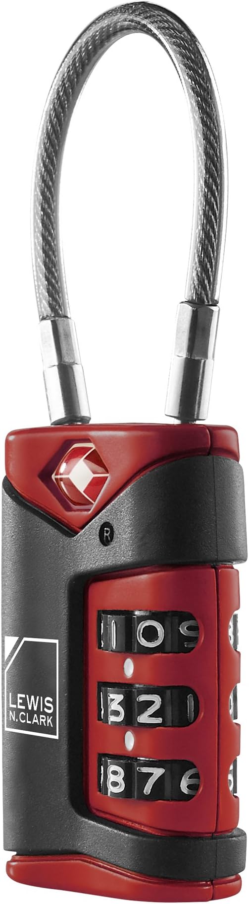 Lewis N. Clark TSA-Approved Combination Luggage Lock With Steel Cable (2-Pack), Red, One Size