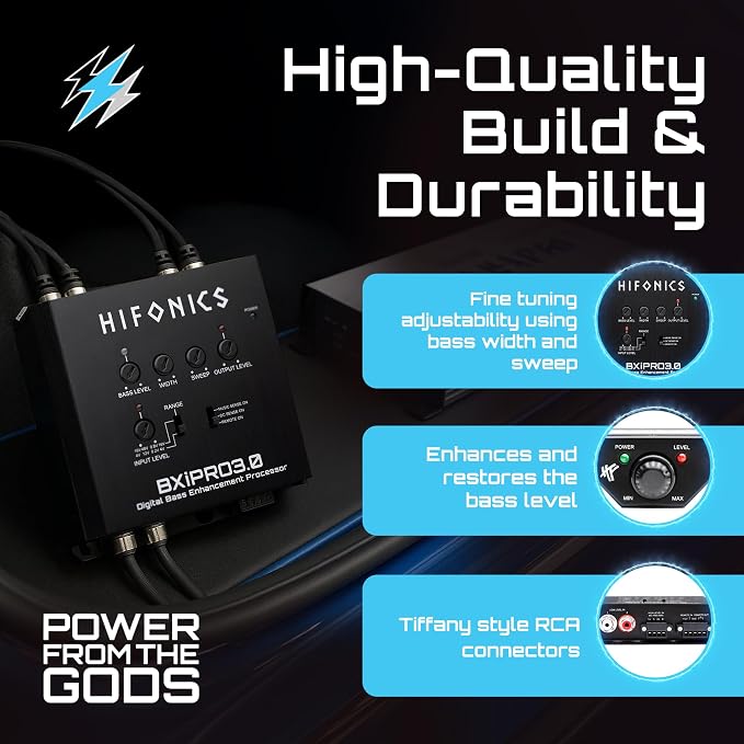 Hifonics BXIPRO3.0 Bass Enhancer, Digital Processor with Dash Mount Remote Control, Integration with Any Vehicle for Upgraded Subwoofer System, Black
