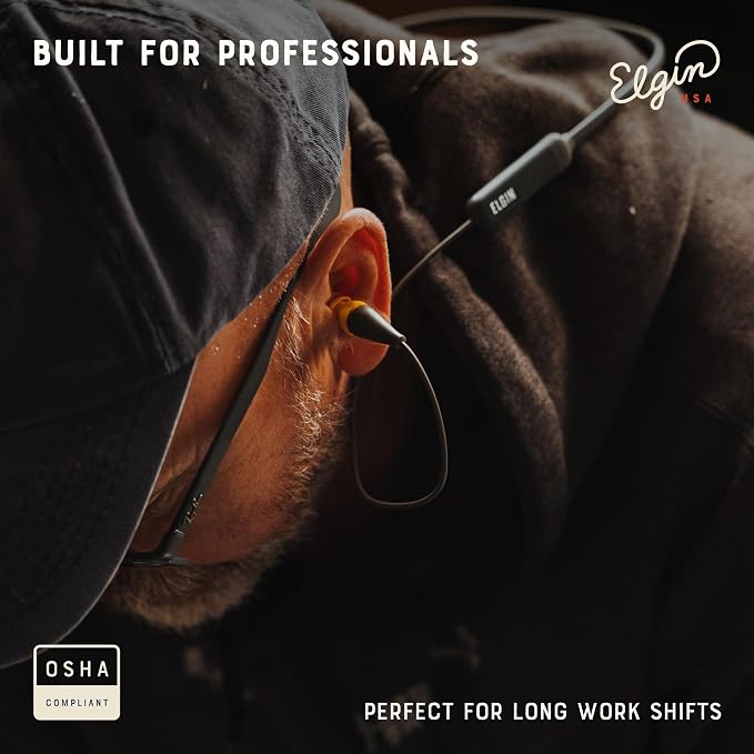 Elgin Discord Gen 2 Bluetooth Earplug Earbuds, OSHA Compliant Noise-Isolating Safety Wireless Headphones, All-Weather Earphones for Industrial Work, and High-Noise Environments