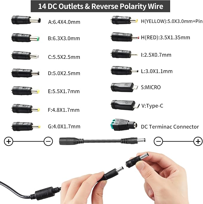 108W Universal Power Supply Adjustable 9V~36V DC Switching Adapter 100V-240V AC to DC Converter Transformer with LED Voltage Display,14 Tips & Polarity Converter,9V12V15V18V20V24V...36V Power Supply