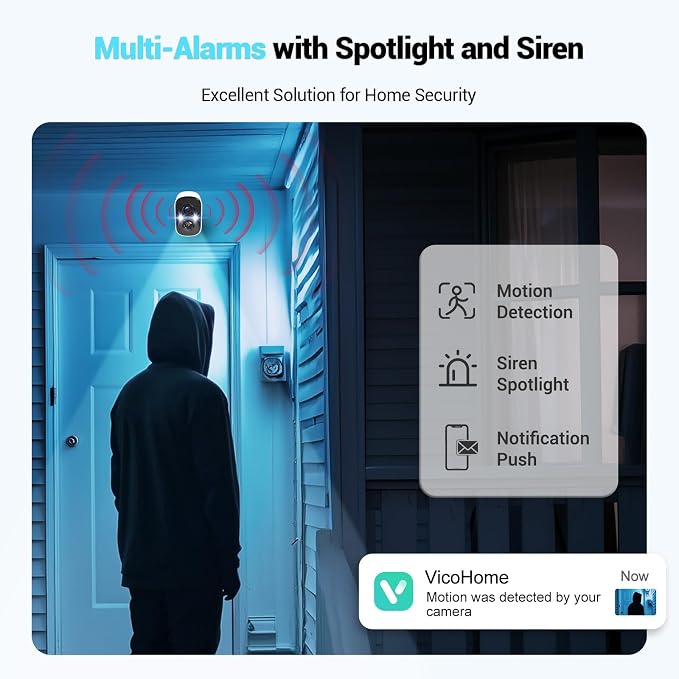 Techage 2K Solar Security Cameras Wireless Outdoor,Solar Battery Powered WiFi Cameras for Home Security with AI Motion Detection,Color Night Vision,2-Way Talk,IP66 Waterproof,Cloud/SD Storage 2 Pack