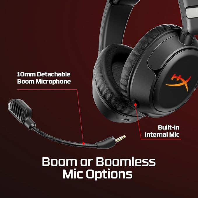 HyperX Cloud Flight 2 – Wireless Gaming Headset, Customizable RGB Lighting with Removable Earcup Plates, up to 100 Hours of Battery Life, 2.4GHz & Bluetooth, Multi-Platform Compatibility - White