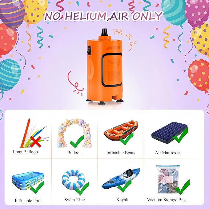 AGPTEK Electric Air Pump with 8 Versatile Nozzles, Portable Fast Fill Air Mattress Pump for Inflatables, High Pressure Quick Inflator for Balloon, Pool Floats, Kayak, Vacuum Storage Bag